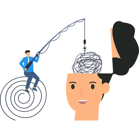 Businessman Unraveling Confusion  Illustration