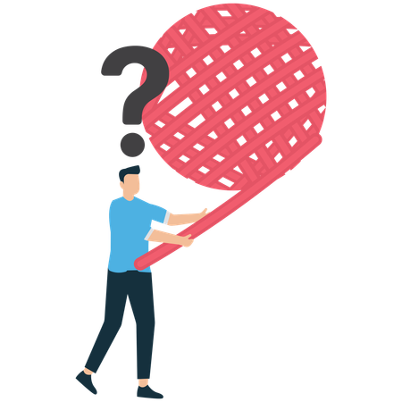 Businessman Untangling Ropes of Confusion and Questions  Illustration