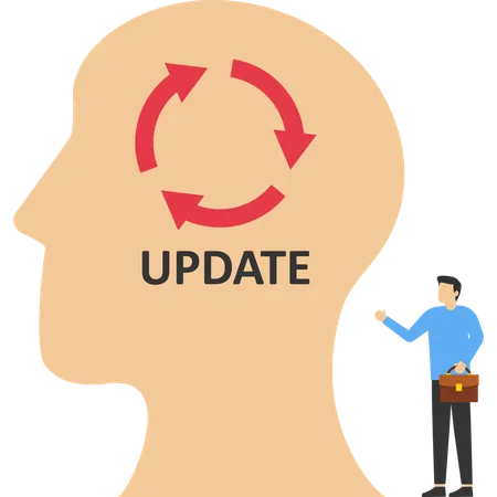 Businessman updating his brain ideas  Illustration