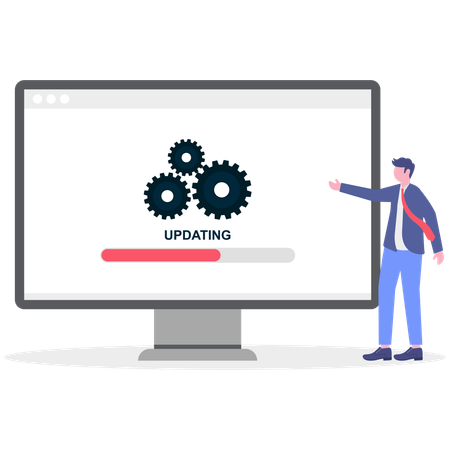 Businessman updating his system  Illustration