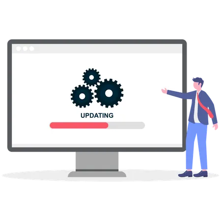 Businessman updating his system  Illustration