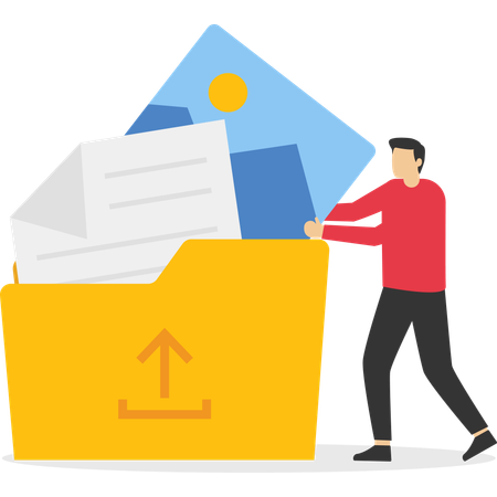 Businessman uploading file data  Illustration
