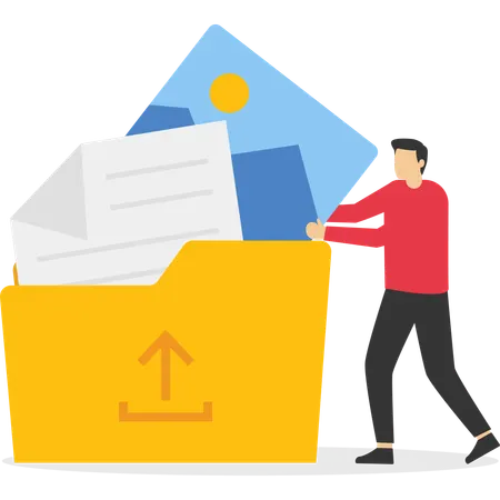 Businessman uploading file data  Illustration