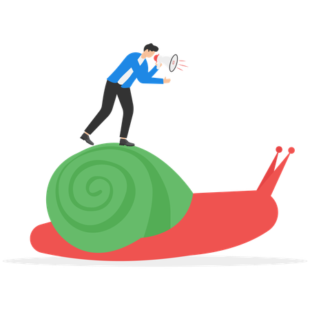 Businessman Urging on Snail  Illustration