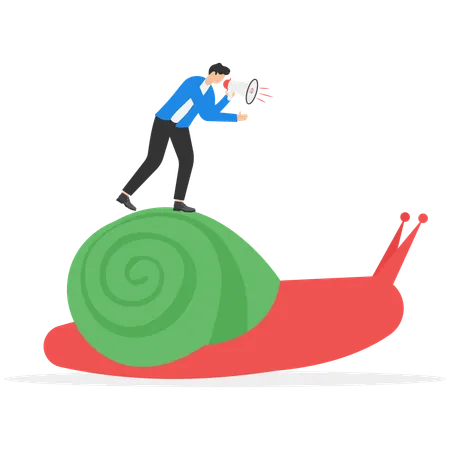 Businessman Urging on Snail  Illustration