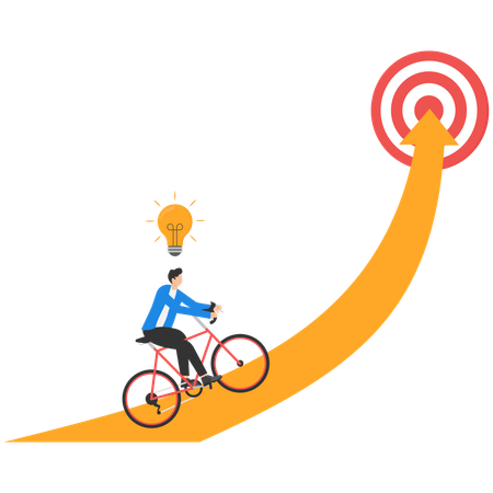 Businessman use idea to create path to target's achievement  Illustration