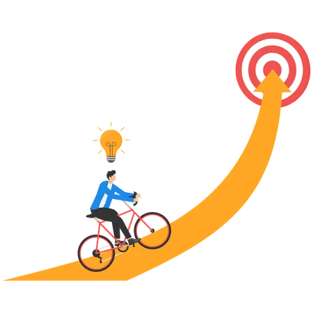 Businessman use idea to create path to target's achievement  Illustration
