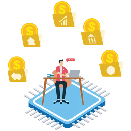 Businessman use Modern business technology  Illustration