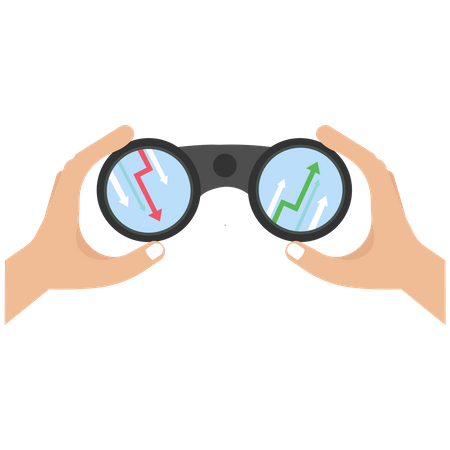 Businessman uses binoculars to forecast the global economic  Illustration