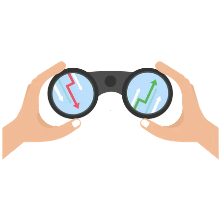 Businessman uses binoculars to forecast the global economic  Illustration