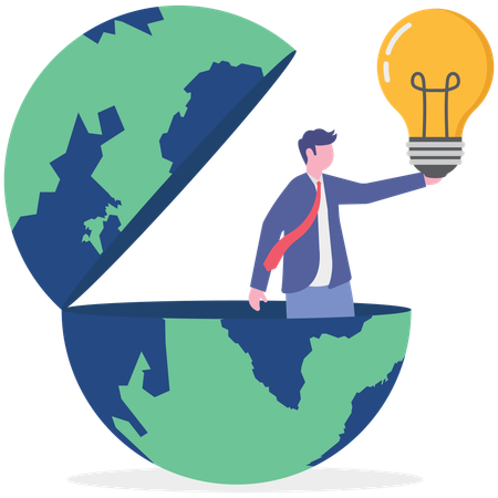 Businessman uses green energy  Illustration