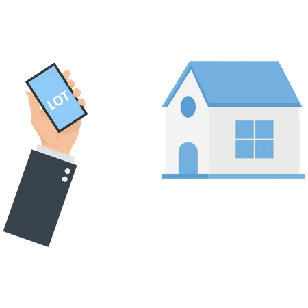 Businessman uses IoT from mobile phone to a smart home  Illustration