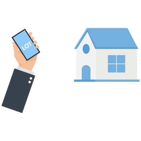 Businessman uses IoT from mobile phone to a smart home  Illustration