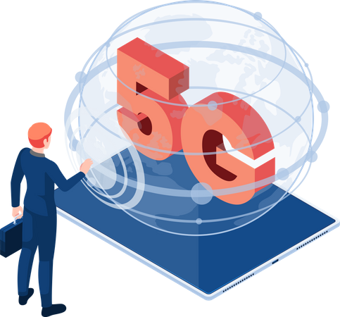 Businessman using 5G network  Illustration