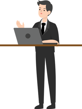 Businessman using a laptop Illustration