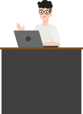 Businessman using a laptop  Illustration