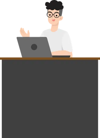 Businessman using a laptop  Illustration