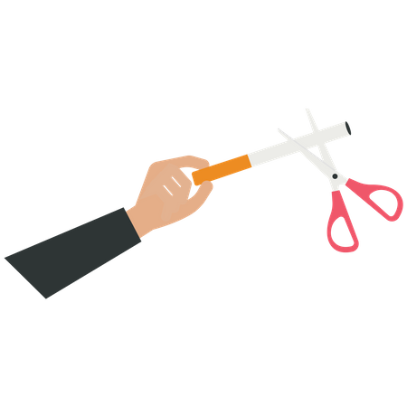 Businessman using a scissor cut a cigarette  Illustration