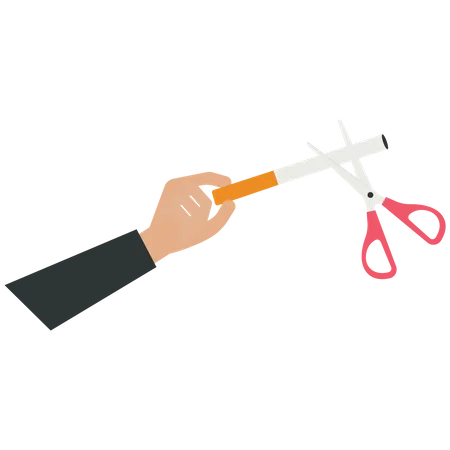 Businessman using a scissor cut a cigarette  Illustration