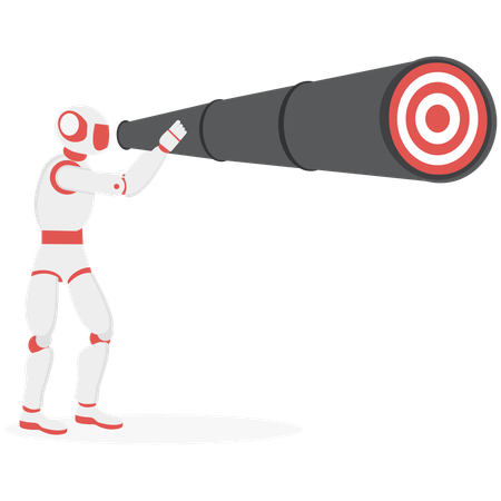 Businessman using AI as an auxiliary tool to help humans predict business goals  Illustration