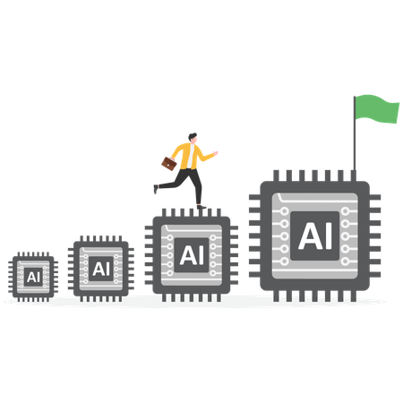 Businessman using AI for success  Illustration