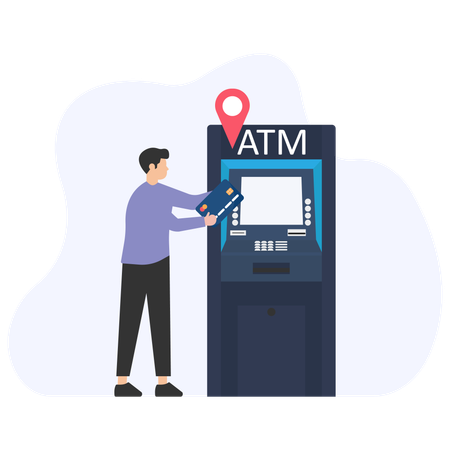 Businessman using ATM machine  Illustration
