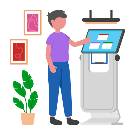 Businessman Using Bank Kiosk  Illustration