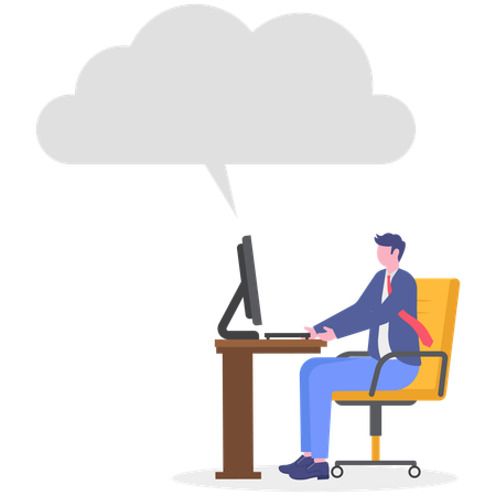 Businessman using busienss cloud  Illustration