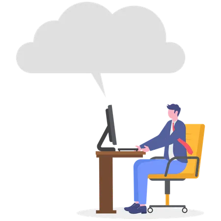 Businessman using busienss cloud  Illustration