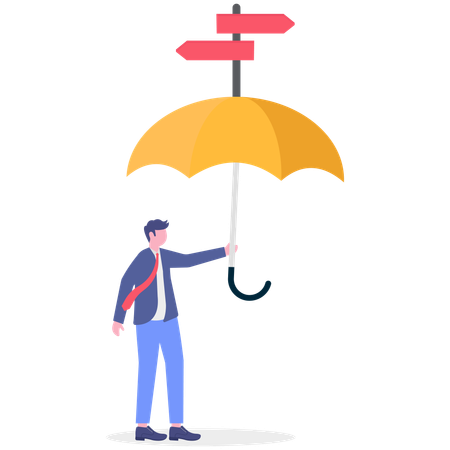 Businessman using direction insurance  Illustration