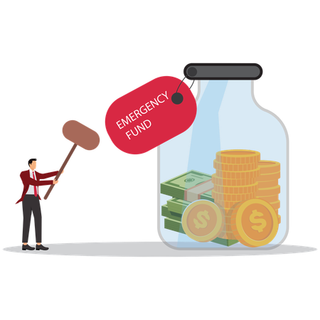 Businessman using emergency fund  Illustration