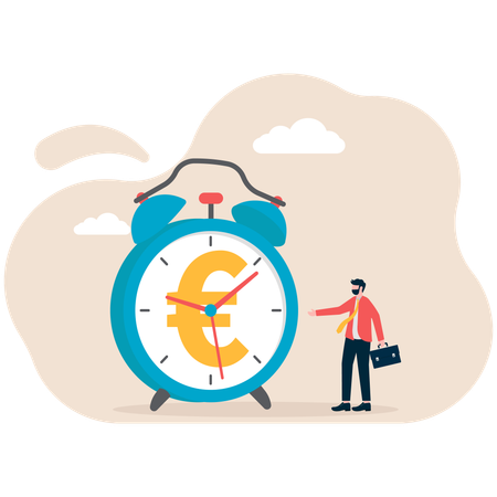 Businessman using euro clock  Illustration
