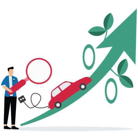 Businessman using EV Car Charging  Illustration