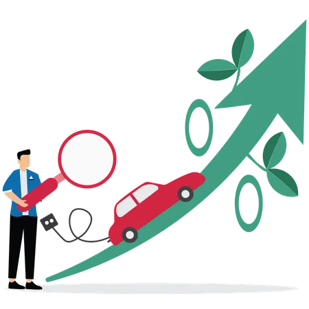 Businessman using EV Car Charging  Illustration