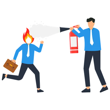 Businessman Using Fire Extinguisher  Illustration