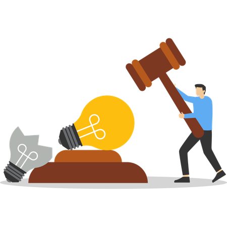 Businessman using hammer breaking old idea while getting new idea  Illustration