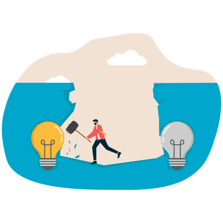Businessman using hammer find new idea  Illustration
