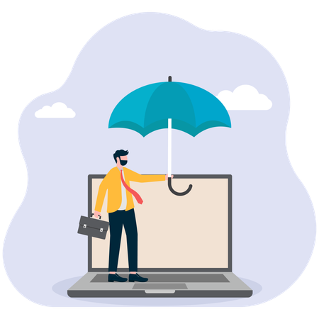 Businessman using insurance  Illustration
