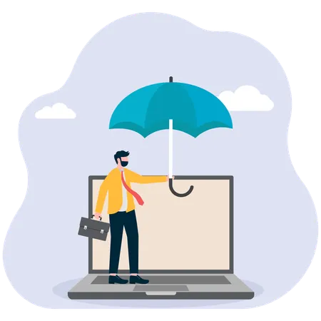 Businessman using insurance  Illustration