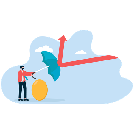 Businessman using insurance cover  Illustration