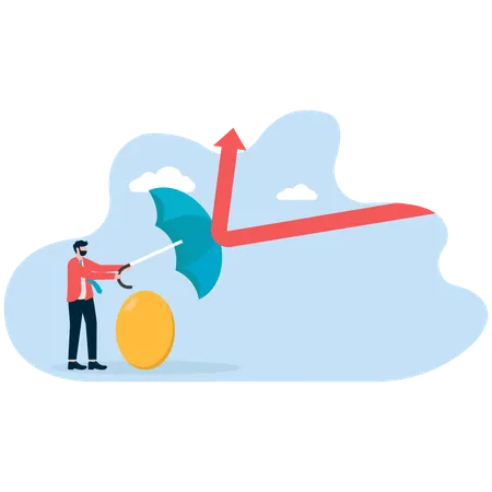 Businessman using insurance cover  Illustration