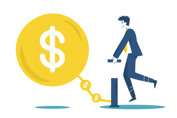 Businessman using investors money to grow the business Illustration