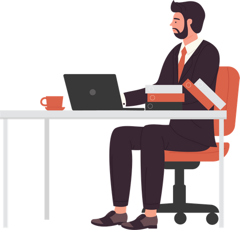 Businessman using laptop  Illustration
