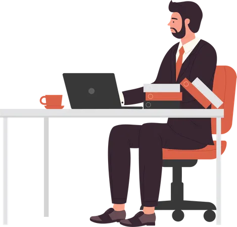 Businessman using laptop  Illustration