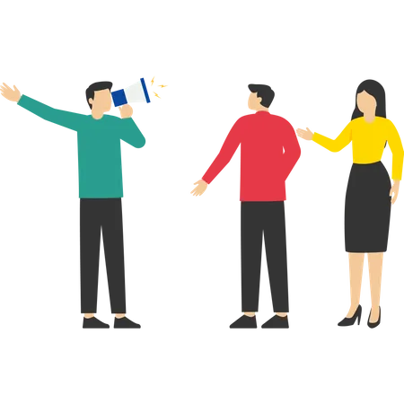 Giant Businessman Manager Using A Megaphone To Command Employees Dominant Leader A Bossy Manager Using Authority Power To Command And Control Employees To Work Contrast And Conflict Management Concept Illustration