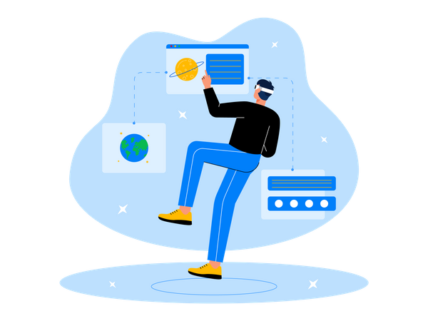 Businessman using metaverse tech  Illustration