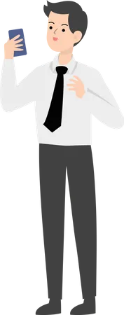 Businessman using mobile  Illustration
