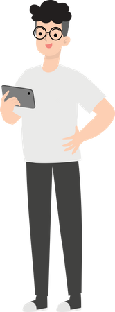 Businessman Using mobile  Illustration