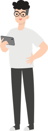 Businessman Using mobile  Illustration