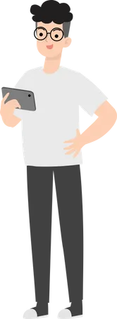 Businessman Using mobile  Illustration